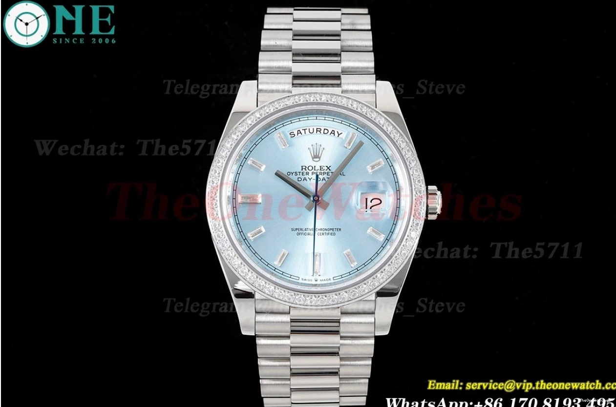 GSF 40mm DayDate A3255 Version) SS (Tungsten 228349 Heavy SS Pres Ice Blue Dia 0128